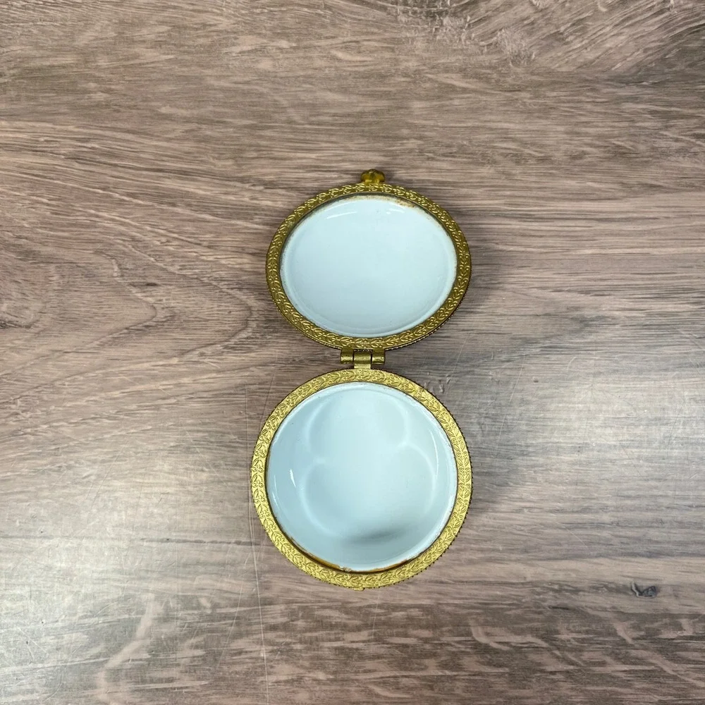 Santa Barbara Dolphin Trinket Box Small Multicolor Porcelain Coastal Souvenir 2" - Picture 6 of 8